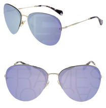Miu Miu 53P Metal Aviator Sunglasses So Frame Gold Lilac Mirrored MU53PS - £146.01 GBP