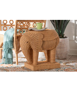 Flannery Bohemian Light Honey Scalloped Rattan Ottoman Bench - $3,910.79 MXN