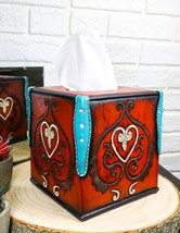 Western Cowgirl Red Valentines Love Heart Lace Scrollwork Tissue Box Cov... - $29.99