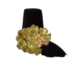Green Glass Faux Jade Vintage Ring Adjustable Size 6-9 - £9.02 GBP