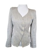 Armani Collezioni Womens 8 Tweed Linen Blend Blazer Cream Black Classic ... - $72.39