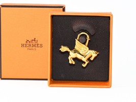 Hermes Cadena Gold Pegasus horse motif bag charm lock 004 Ex+ - $817.85