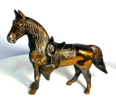 VTG 1950s Cast Pot Metal Horse Carnival Prize Toy Souvenir Copper Tone 1... - $34.64