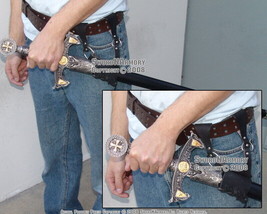 Leather Medieval Sword Frog Belt Hanger Rapier Renaissance Costume Cosplay - £13.39 GBP