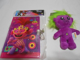 New Trolls Lot Plush Purple Good Luck Pet Toy &amp; Diary W/ Lock &amp; Key Dreamworks - £6.95 GBP