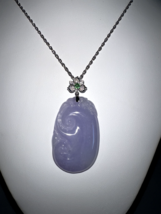 Purple Jadeite Lavender Grade A Jadeite Burma Jade Diamond Pendant 18K Gold 翡翠 - £1,720.96 GBP