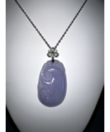 Purple Jadeite Lavender Grade A Jadeite Burma Jade Diamond Pendant 18K G... - $2,178.00