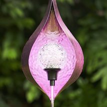 48&quot; Tall Metal Raindrop Decorative Solar Garden Stake with Spinning Lit-Up Orb ( - £47.04 GBP