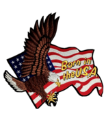 Born in the USA American Flag Embroidered Iron On Jacket Patch 12&quot;h x 12... - £19.82 GBP