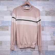 AG Adriano Goldschmied 100% Cashmere Sweater Beige Stripe Crewneck Women... - $24.74