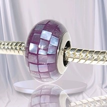 Sterling Silver Purple Mosaic Mother Of Pearl Bead US SELLER - $284.19 MXN