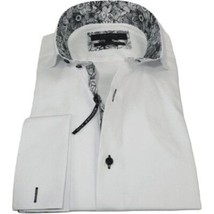 Men's Axxess Turkey Shirt 100% Cotton High Collar 224-13 French Cuffs White image 2