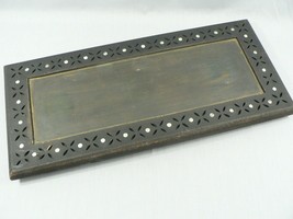 Vintage Handmade Serving Tray wooden &amp; metal Insert Cut Out Detailing - £33.17 GBP
