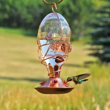 Copper and Glass Hummingbird Feeder - 32 Fl. oz. Nectar Capacity - $134.49