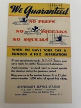 Sunoco A To Z Lubrication Postcard Cartoon Animals Stevenson&#39;s Service NJ - $20.00