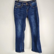 Rock &amp; Roll Cowgirl Riding Boot Cut Denim Jeans W7-4166 26x30 measures 28x29.5 - £27.23 GBP