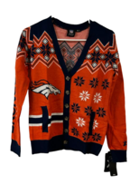 Klew Women s Denver Broncos Long Sleeve Ugly Sweater, Orange/Navy, Small - £55.26 GBP