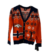 Klew Women s Denver Broncos Long Sleeve Ugly Sweater, Orange/Navy, Small - £55.31 GBP