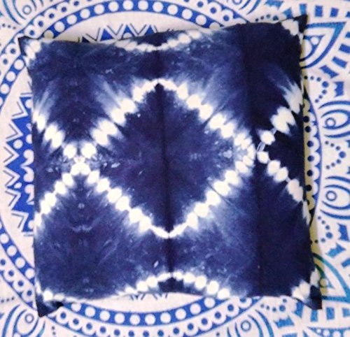 Shibori Pillow Cover 16x16, Indigo Cushion, Tie Dye Decorative Throw Pillowcases - $12.73