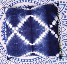 Shibori Pillow Cover 16x16, Indigo Cushion, Tie Dye Decorative Throw Pil... - $12.73
