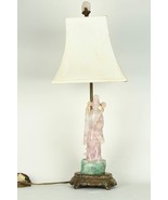 Guanyin Table Lamp 20th Century Chinese Carved Rose Quartz and Green Flu... - $11,290.07 MXN