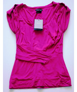 $890 TOM FORD Hot Pink FUCHSIA Sewn Top ITALY Draped Traverse SHIRT Visc... - $705.48 CAD