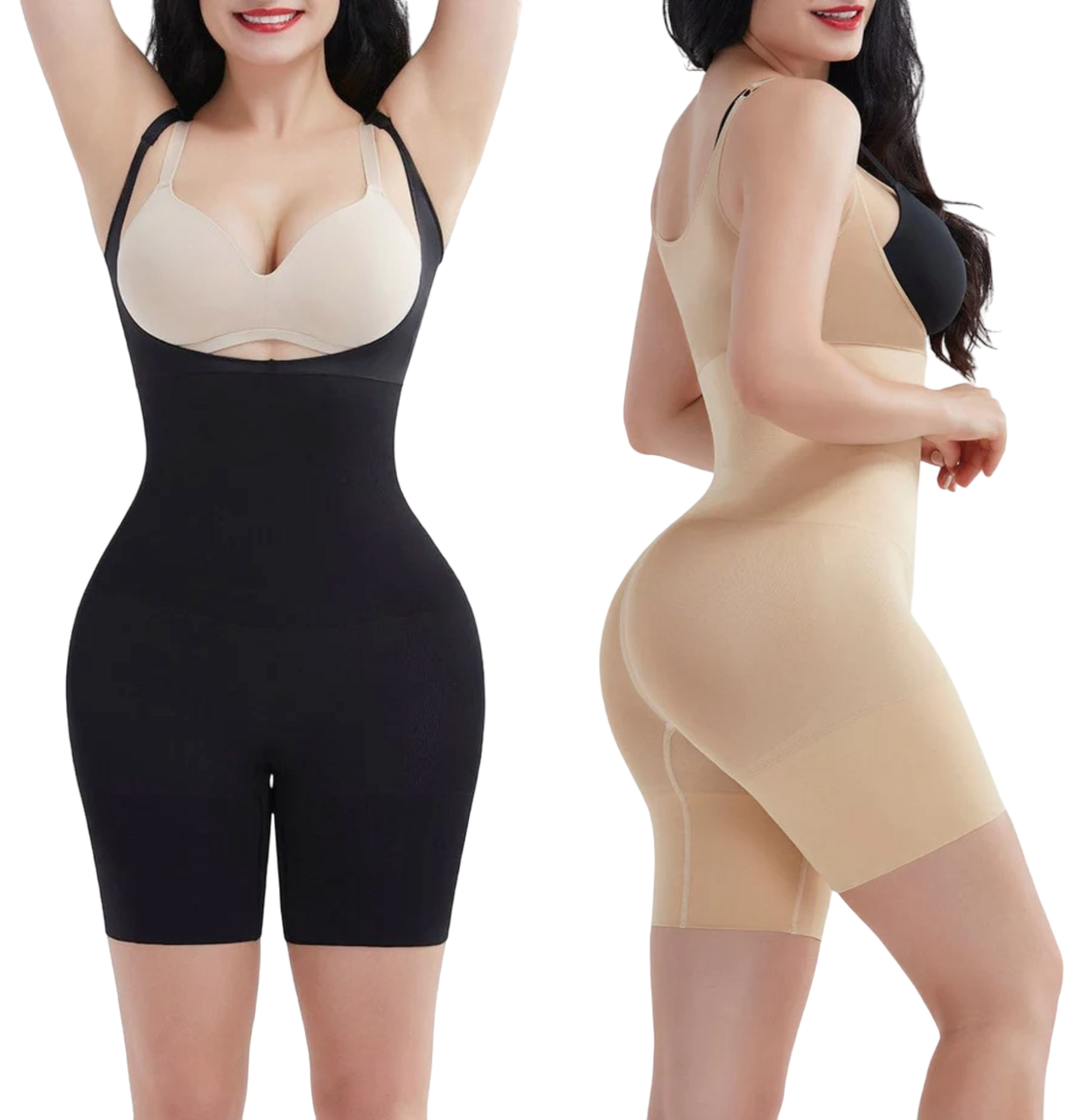 Women's Open Bust Mild Compression Hourglass Figure Seamless Bodysuit