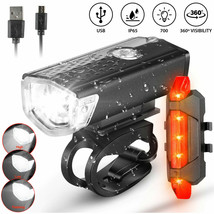 Usb Rechargeable Led Bicycle Headlight Bike Head Light Cycling Front Rear Lamp - £14.14 GBP