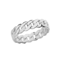 925 Pure Sterling Silver 5 MM Cuban Link Ring Chain Eternity Band - Made in USA - £38.03 GBP