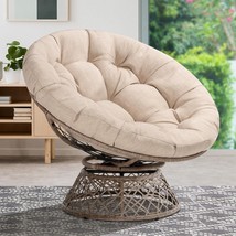 Bme 40&quot; Ergonomic Wicker Papasan Chair With Soft Thick Density, Brown Base - £198.46 GBP