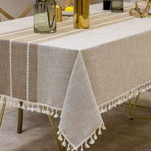 Tablecloths Stitching Tassel Table Cloth Linens Wrinkle Free Anti Fading... - £37.39 GBP