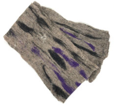 Wool Roving Wet Felted Scarf Handmade Purple Black Brown 70&quot; x 8&quot; - £11.66 GBP