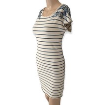 Striped T Shirt Mini Dress Y2K S Bodycon Embellished Sequins Sexy Beach Coastal - £15.80 GBP