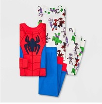 Marvel Spider-Man 4 PC Short Sleeve Tight Fit Cotton Pajama Set Boy Size 4T (P) - £12.85 GBP