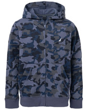 Nautica Big Boys Full Zip Camo Print Fleece Hoodie – Blue Camo, Size Medium - £23.98 GBP