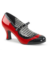 PLEASER Women Red 3&quot; High Kitten Heel Spectator Mary Jane Pumps Shoes JE... - £53.15 GBP