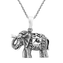 Intricately Detailed Regal and Majestic Elephant Sterling Silver Necklace - £23.36 GBP
