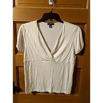 CHAPS White V-Neck Key Hole Sleeves Casual Top Size XL Pull Over - £11.75 GBP