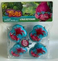 Trolls Poppy Birthday Party Favors Squishy Slow-Rise Key Chains One 4 Pack New ! - £7.56 GBP