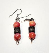Vintage Rose Bead Earrings Costume Handmade 3 Tier B66 Maine - $27.86 CAD