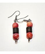 Vintage Rose Bead Earrings Costume Handmade 3 Tier B66 Maine - €17,04 EUR