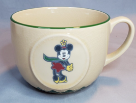 Disney Store Minnie Mouse Mug Cappuccino Coffee Cocoa Soup Beige Green Argyle - £14.69 GBP