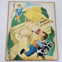 Vintage 1960s Nursery Rhyme Folk ART Print Laminated on Board 9.5x8 Inch (#01) - £21.09 GBP