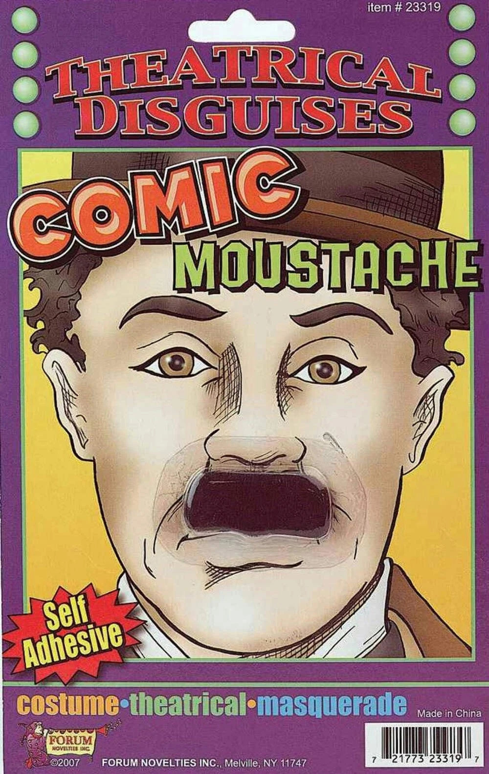 FORUM SELF ADHESIVE THEATRICAL COMIC BLACK MOUSTACHE CHARLIE CHAPLIN 23319 Item image 2
