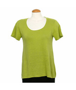 EILEEN FISHER Lime Green Organic Linen Jersey A-Line Top XS - $109.62 CAD