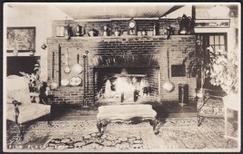 Osterville, Cape Cod MA ca. 1930s RPPC - East Bay Lodge Fireplace &amp; Interior - £9.81 GBP