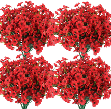 Artificial Flowers 14 Bundles Outdoor Red Fake Flowers UV Resistant No Fade Faux - £22.98 GBP