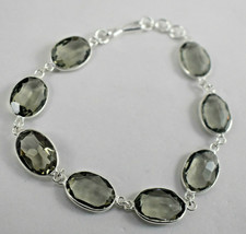 Sterling Silver Smoky Quartz Gemstone Handmade Bezel Bracelet Gift For Sister&#39;s - £46.23 GBP