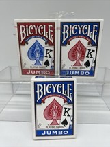 (3) Bicycle Jumbo Playing Cards Poker Gamble Casino Game Sealed Decks Blue Red - $5.09
