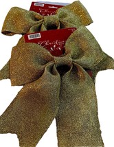 Gold Glitter 2.5&quot; Wide Ribbon Christmas Bow Wreath Fence Mailbox Holiday - €6,21 EUR
